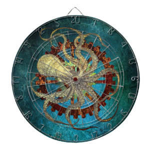 Steampunk Octopus & Clockwork Gears Dartbord