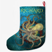 Steampunk Octopus & Clockwork Gears Grote Kerstsok (Achterkant)