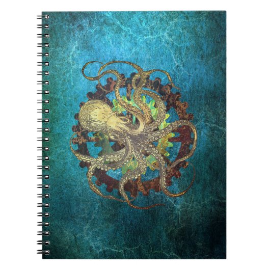 Steampunk Octopus & Clockwork Gears Notitieboek (Voorkant)