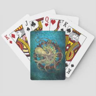 Steampunk Octopus & Clockwork Gears Pokerkaarten