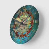 Steampunk Octopus & Clockwork Gears Ronde Klok (Hoek)