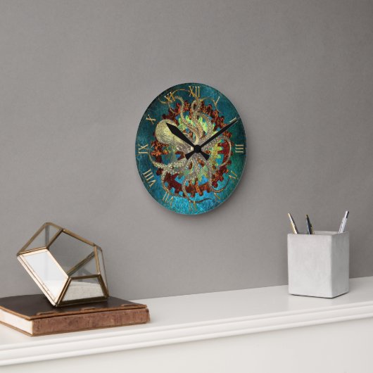 Steampunk Octopus & Clockwork Gears Ronde Klok (Kantoor)
