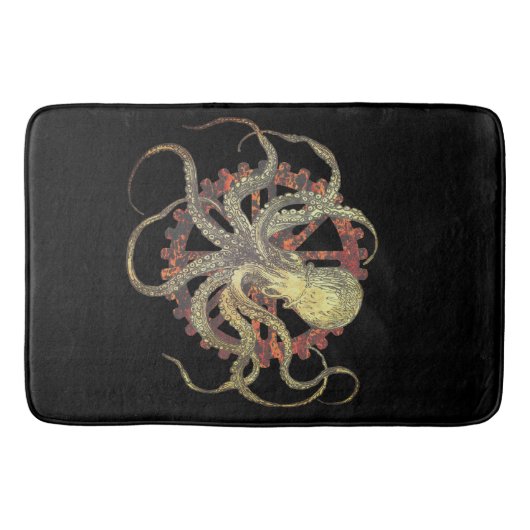 Steampunk Octopus & Rusty Clockwork Gear Badmat (Voorkant)