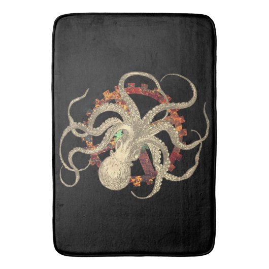 Steampunk Octopus & Rusty Clockwork Gear Badmat (Voorkant Verticaal)
