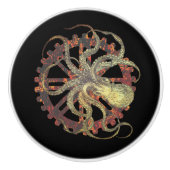Steampunk Octopus & Rusty Clockwork Gear Keramische Knop (Voorkant)