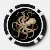 Steampunk Octopus & Rusty Clockwork Gear Poker Chips (Achterkant)