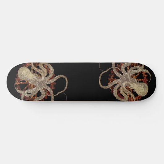 Steampunk Octopus & Rusty Clockwork Gear Skateboard (Horizontaal)