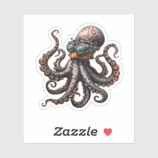 Steampunk Octopus Sticker (Vel)
