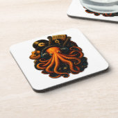 Steampunk Octopus Sticker – Music Fantasy Vinyl D Bier Onderzetter (Linkerzijde)