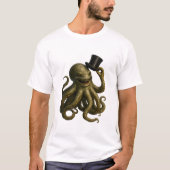 Steampunk octopus top hat graphic T-shirt (Voorkant)