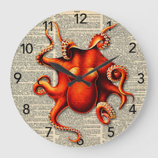 Steampunk octopus woordenboek grote  klok