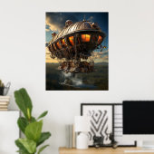Steampunk Odyssey:  luchtschip Waterverf Kunst Poster (Thuiskantoor)