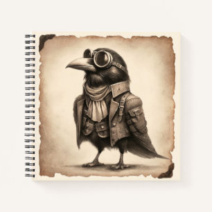 Steampunk Old Crow Foto spiraal Notitieboek
