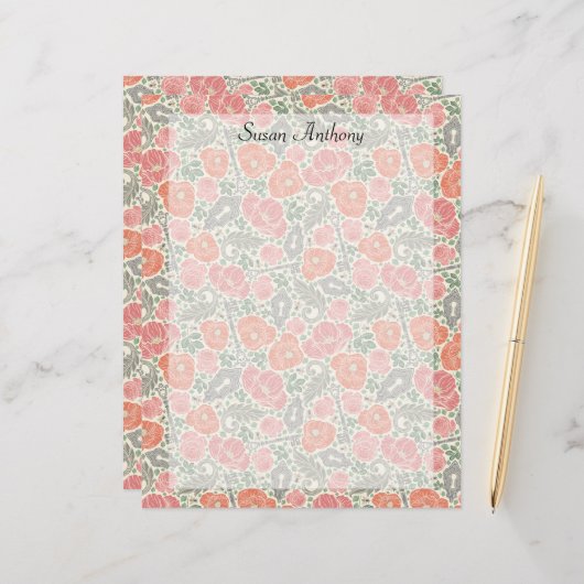 Steampunk Old Lock Key Red Poppy Paper (Voorkant / Achterkant in situ)