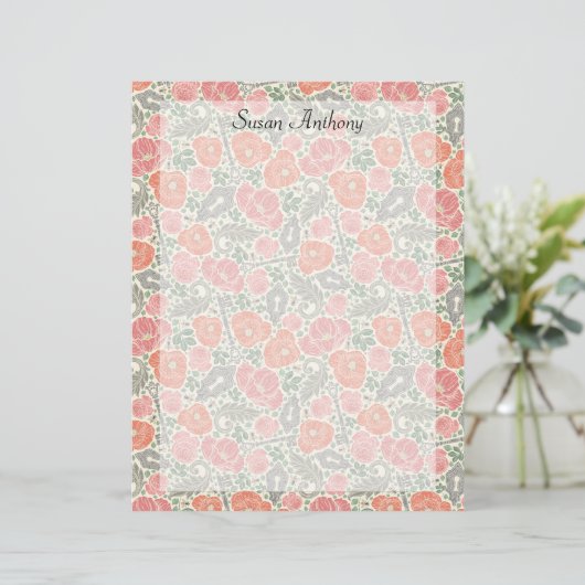  Steampunk Old Lock Key Red Poppy Paper (Staand voorkant)