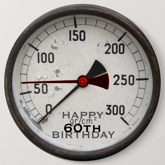 Steampunk Old Manometer 60th Birthday Button (Voorkant)