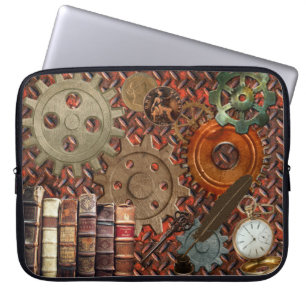 Steampunk Old Rusty Plating & Gears Metal Effect Laptop Sleeve