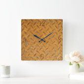 Steampunk Old Rusty Plating Metal Effect Vierkante Klok (Huis)