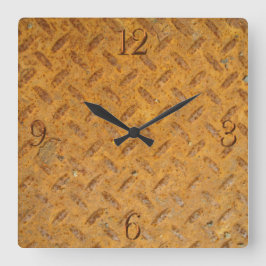 Steampunk Old Rusty Plating Metal Effect Vierkante Klok