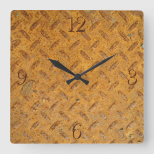 Steampunk Old Rusty Plating Metal Effect Vierkante Klok