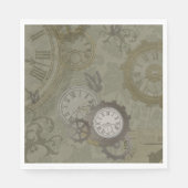 Steampunk olijfgroen  afdrukken servet (Voorkant)