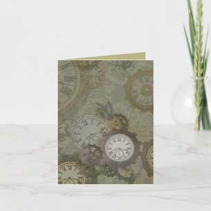Steampunk olijfgroene print aankondiging