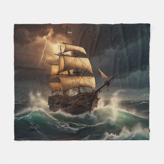 Steampunk Onderwaterboot Fleece Deken (Voorkant (Horizontaal))