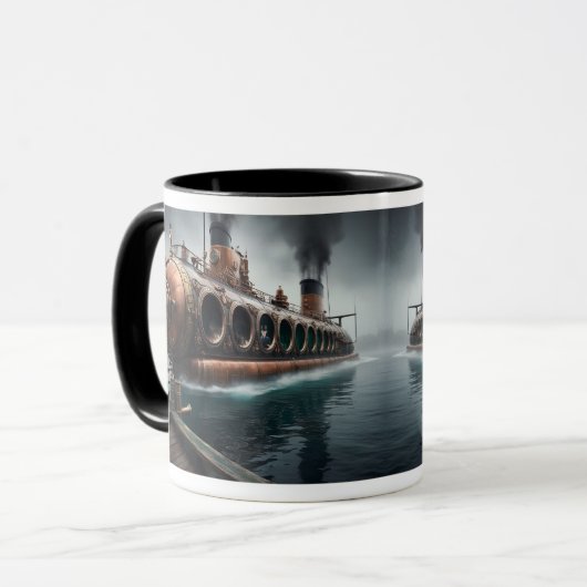 Steampunk Onderwaterboot Mok (Voorkant links)