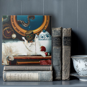 Steampunk Onderzeeër Kat Thee Tegeltje