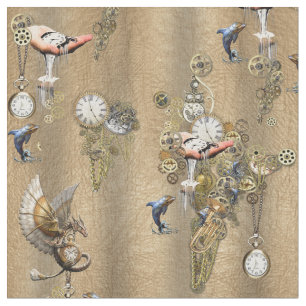 Steampunk op Gold Tan Leather Stof