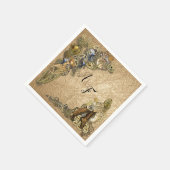 Steampunk op gouden leren servetten (Hoek)