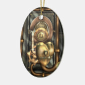 Steampunk op hart gepersonaliseerd keramisch ornament (Links)