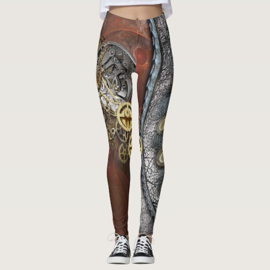 Steampunk op leer leggings (Voorkant)