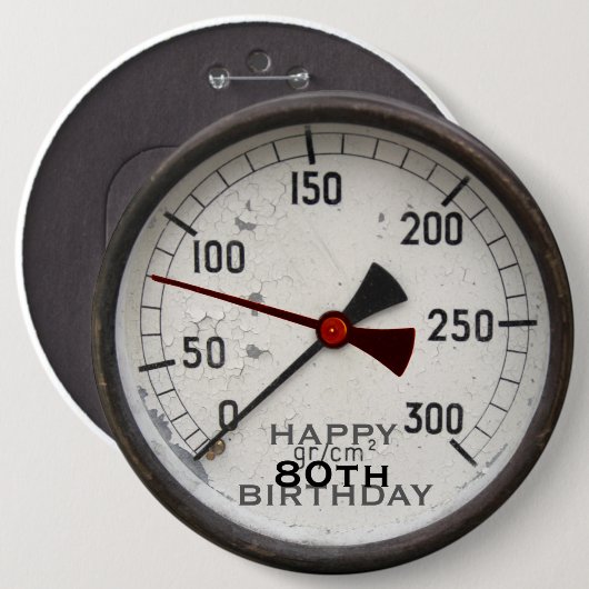 Steampunk Oude Manometer 80e Verjaardag Button (Voorkant /achterkant)
