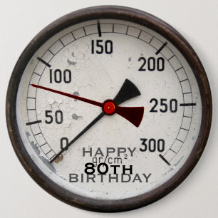 Steampunk Oude Manometer 80e Verjaardag Button