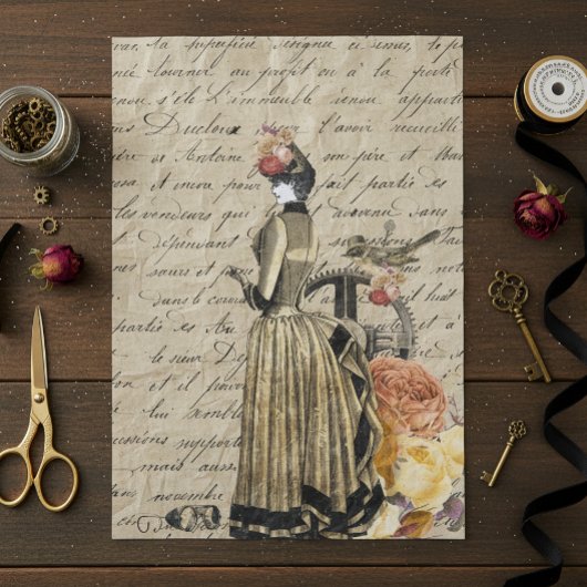 Steampunk Oude Victoriaans Gouden Dame Vrouw Tissuepapier