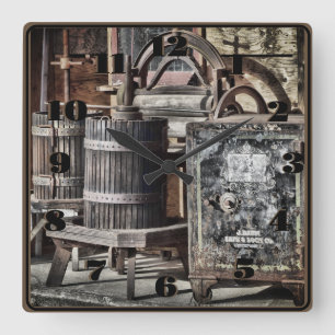 Steampunk Oude Westen met Vaten en Veilig Vierkante Klok