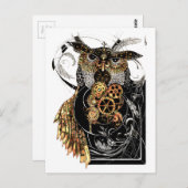 Steampunk Owl Briefkaart (Voorkant / Achterkant)