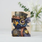 Steampunk Owl Briefkaart (Staand voorkant)