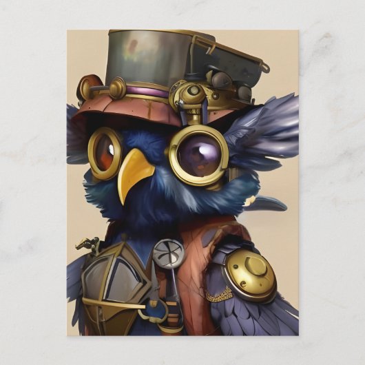 Steampunk Owl Briefkaart (Voorkant)