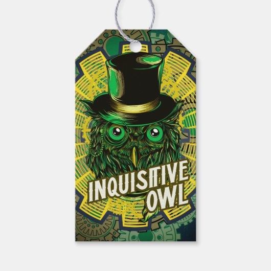 Steampunk Owl Cadeaulabel (Voorkant)