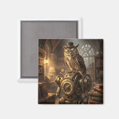 steampunk owl clockwork art magnet (Recto/Verso)