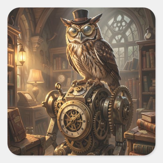 steampunk owl clockwork art stickers (Devant)