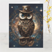 Steampunk Owl Kaart (Gele Bloem)