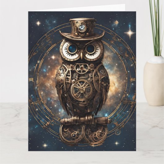 Steampunk Owl Kaart (Voorkant)