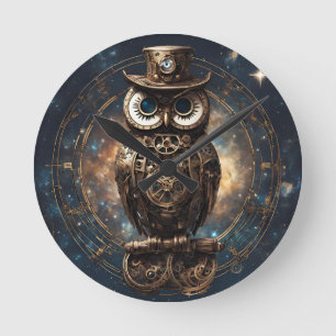 Steampunk Owl Ronde Klok