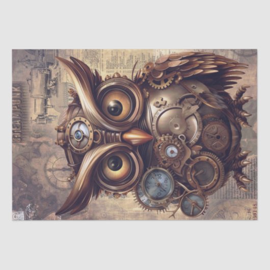 Steampunk Owl Tissuepapier (Voorkant)