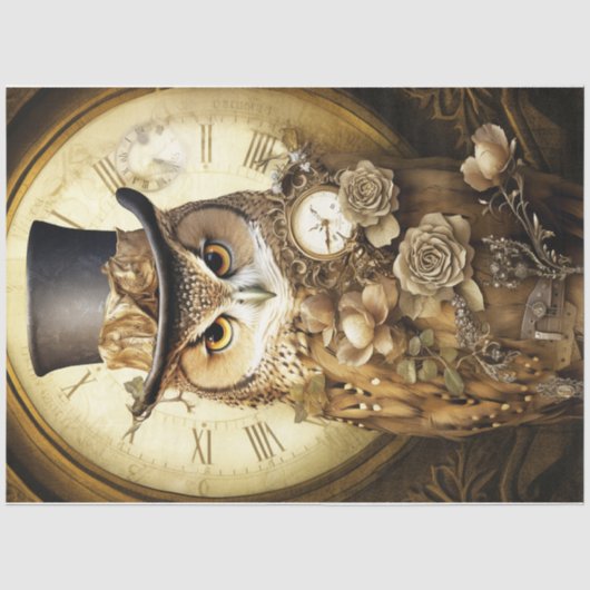 Steampunk Owl Tissuepapier (Voorkant)