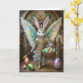 Steampunk paashaas engel ridder kaart (Gele Bloem)