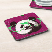 Steampunk Panda-Beer in bril met Mustache Bier Onderzetter (Linkerzijde)